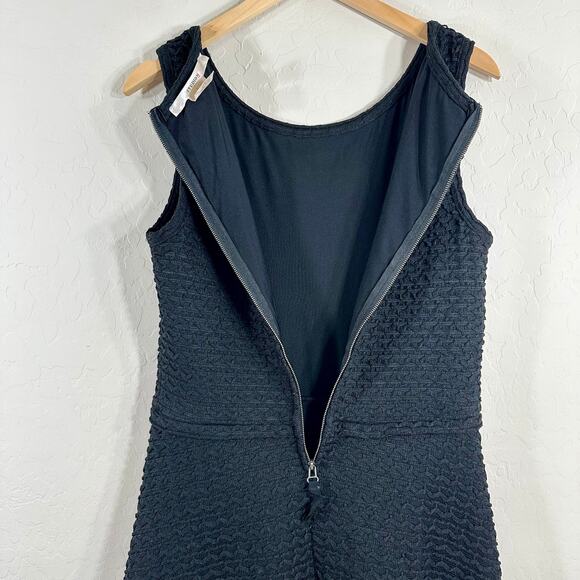 Studio M Women's Dress Black Textured Knit Sleeveless Short A Line‎ Dress Size L - Picture 7 of 9